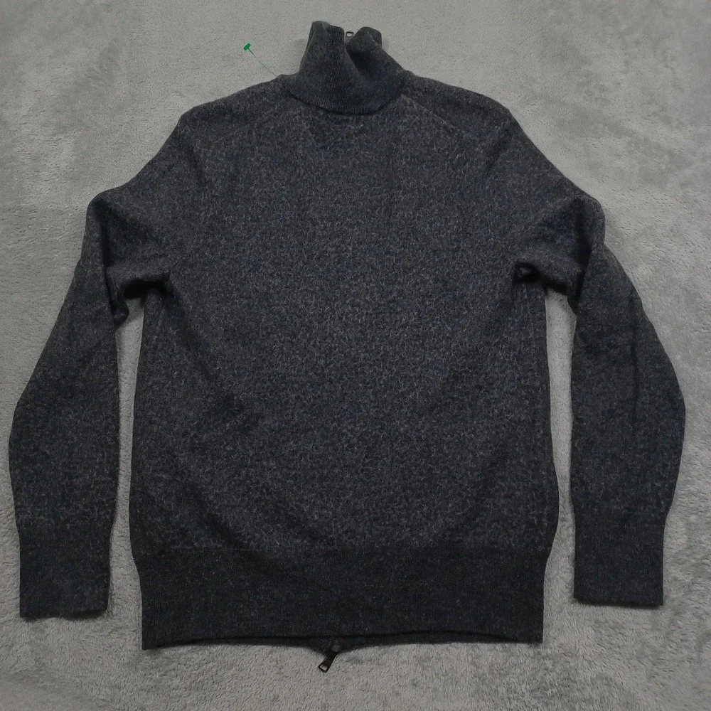 Vintage Banana Republic Sweater Mens Medium Gray Full ZIp‎ Wool Blend Preppy